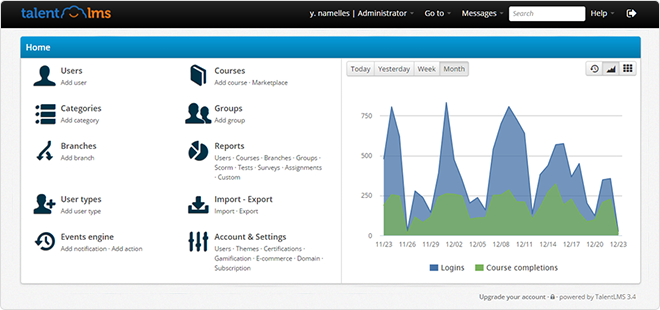 Talent LMS interface screenshot Talent LMS interface screenshot
