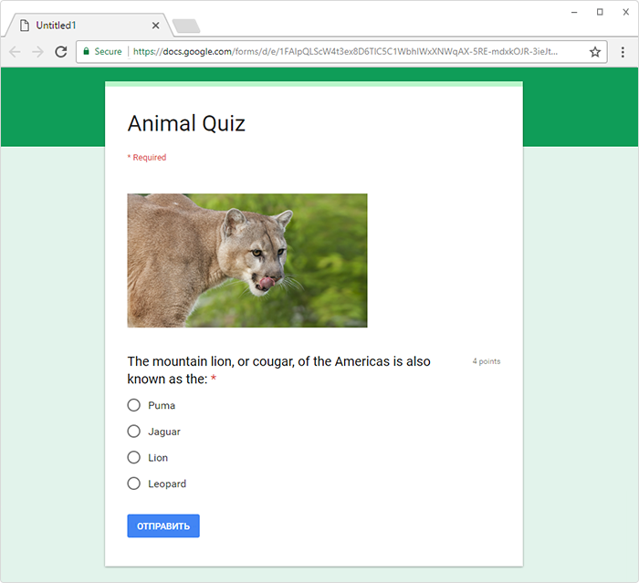 Test made with Google Forms Test made with Google Forms