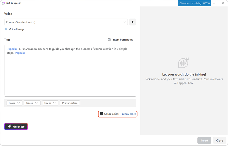 SSML editor