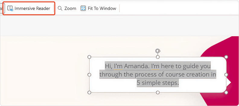 Immersive Reader command on the ribbon