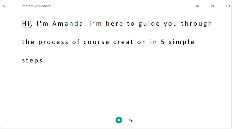 Microsoft 365 PowerPoint Immersive Reader in a full-screen browser view