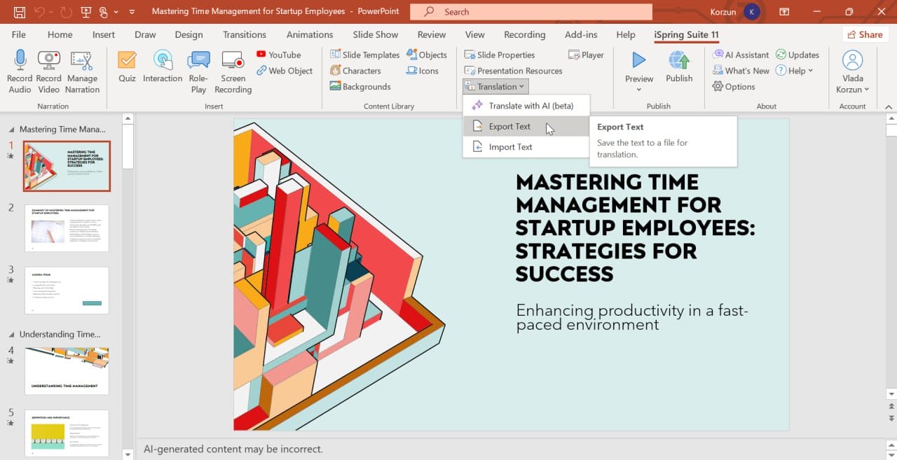 Click on Export Text