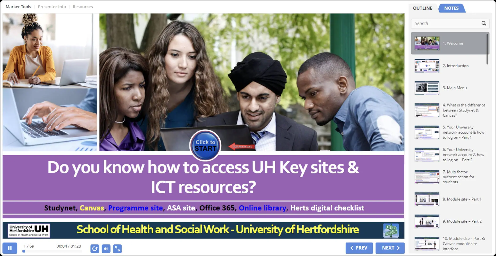 Interactive ICT induction guide created in iSpring Suite
