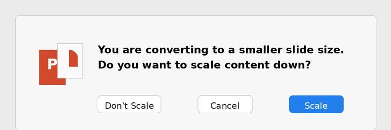 Mac scaling prompt: older Mac builds use Scale and Don’t Scale labels for the same decision about fitting existing content to the new size.