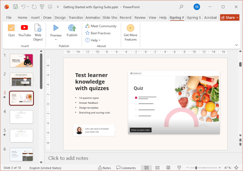 iSpring Free interface