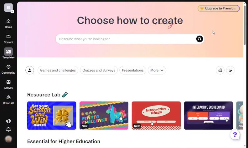 Genially interface