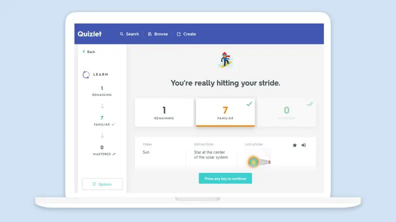 Quizlet mockup