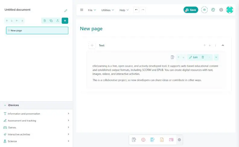 eXelearning interface