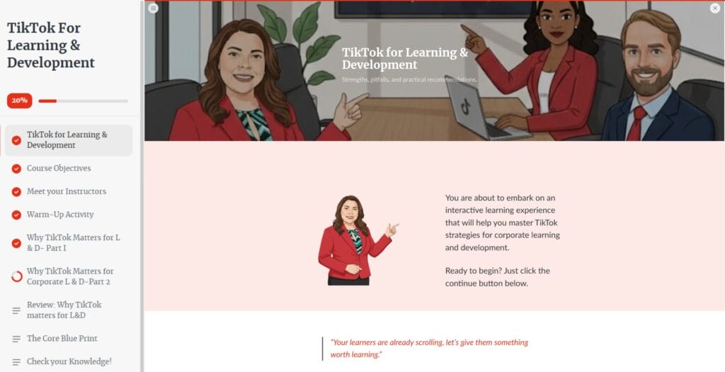 A scrollable course created in iSpring Cloud AI