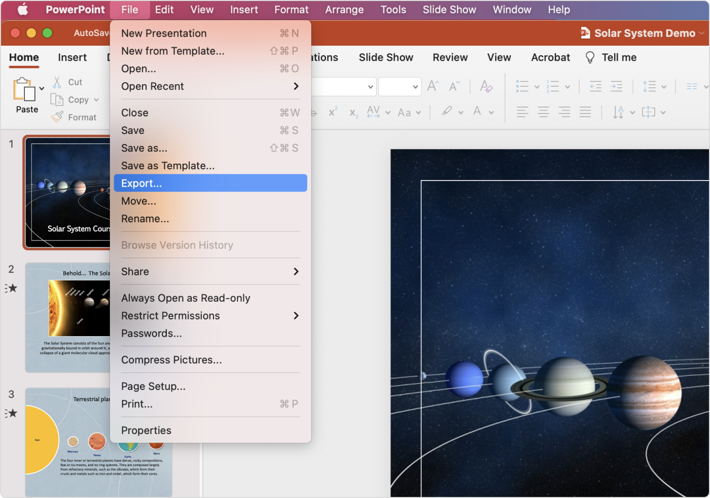 Exporting PowerPoint as a video on Mac