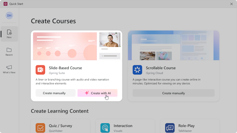 iSpring Suite AI: all-in-one course authoring and training video software