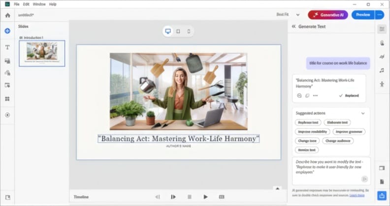 Adobe Captivate interface