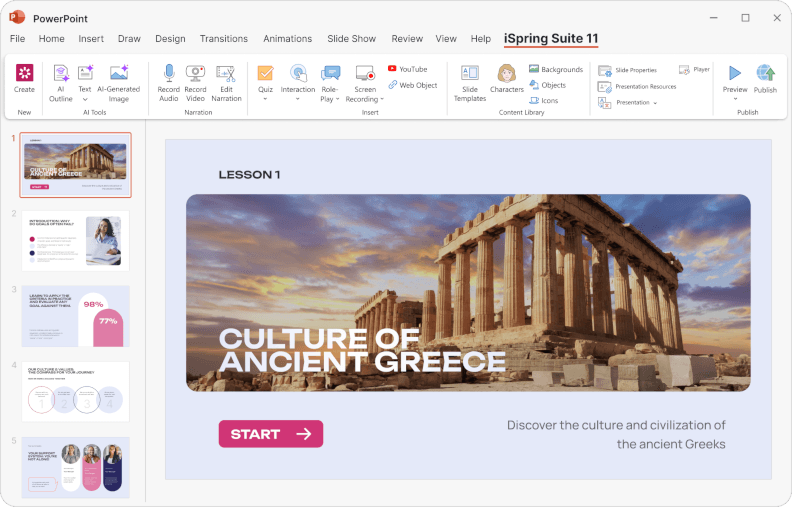 iSpring Suite tab