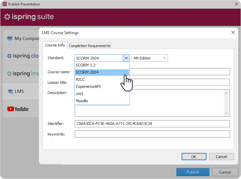 Learning Course Options in iSpring Suite