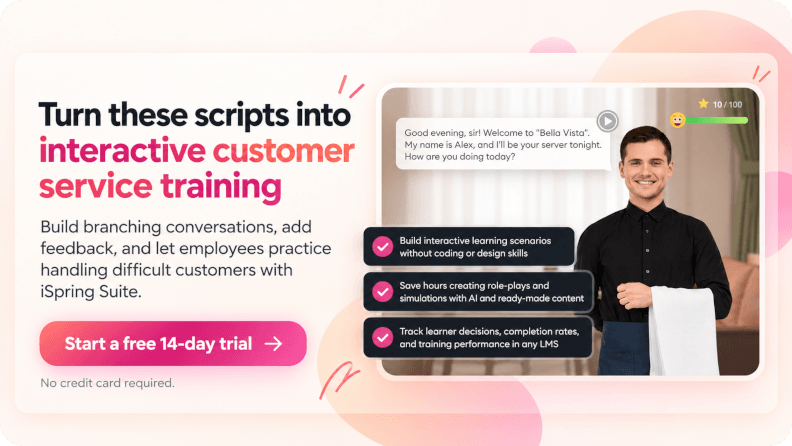 Interactive customer service training banner