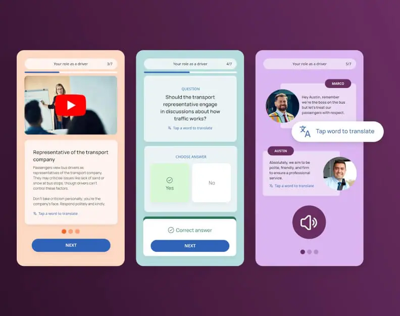 Lingio interface example