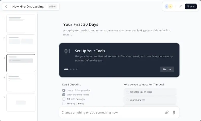 Mindsmith interface example