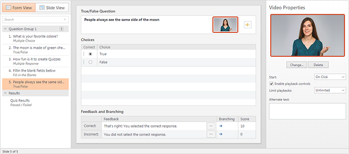 Vidéo et audio dans les questionnaires Intégration de la vidéo et de l'audio dans les tests
