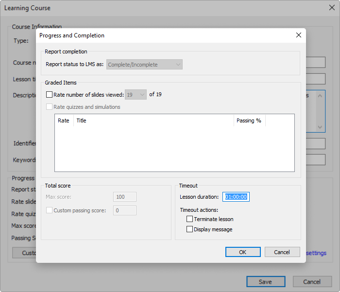 iSpring Suite progress and completion options MP4 to a SCORM format