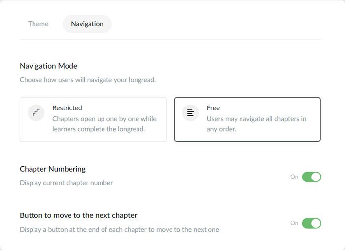 Navigation mode in iSpring Learn