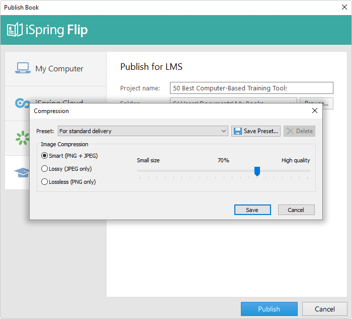 iSpring Suite quality settings