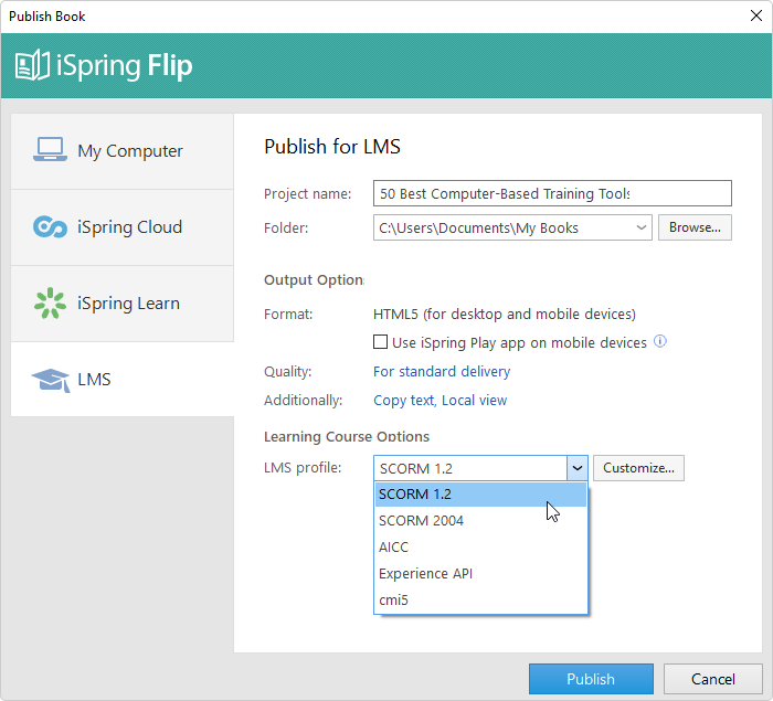  iSpring Suite online course options