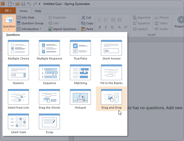 Types of questions Questions in iSpring Suite