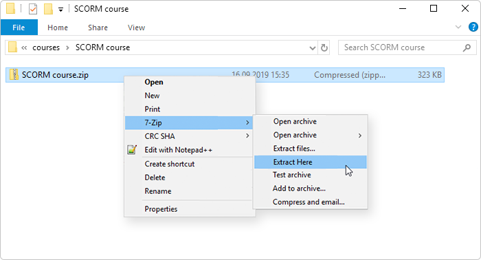 SCO root folder Extraxting SCORM files