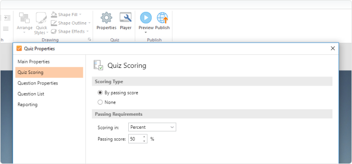 Quiz scoring in iSpring SUite