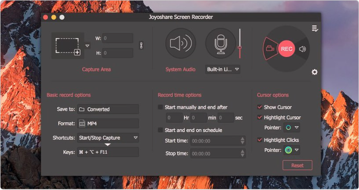 Programma per video tutorial Joyoshare Screen Recorder