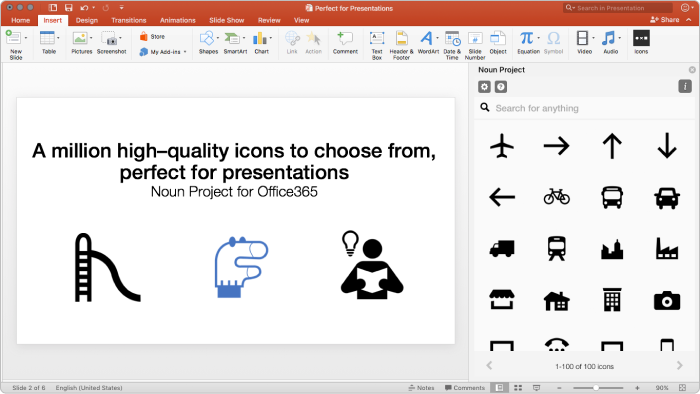 Icons by Noun Project PowerPoint add-in