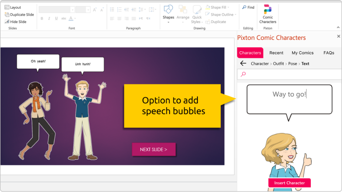 Pixton Comic Characters Pixton Comic Characters PowerPoint add-in