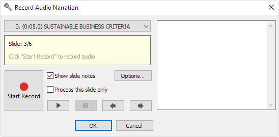 Record Audio Narration window The Record Audio Narration window in iSpring Suite