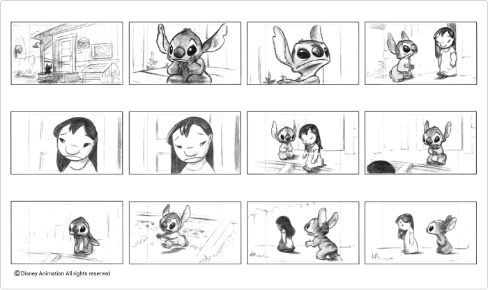 An example of a storyboard for a Disney cartoon