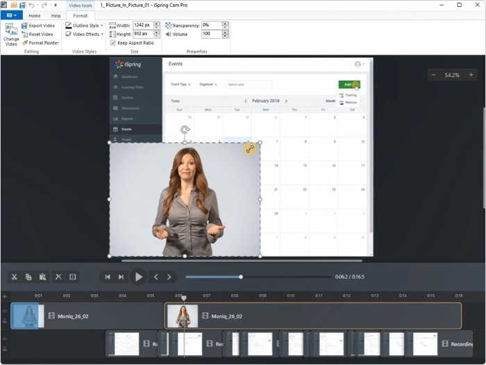 A screenshot of the iSpring video editor