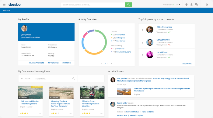 Docebo learning portal interface