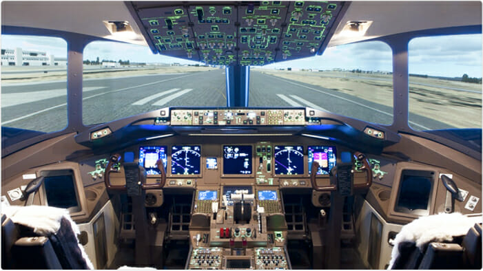 Boeing 777-300ER Flight Simulator cabin
