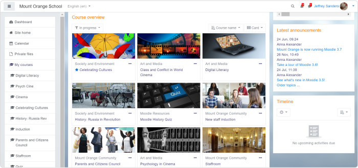 Course overview Course overview in Moodle