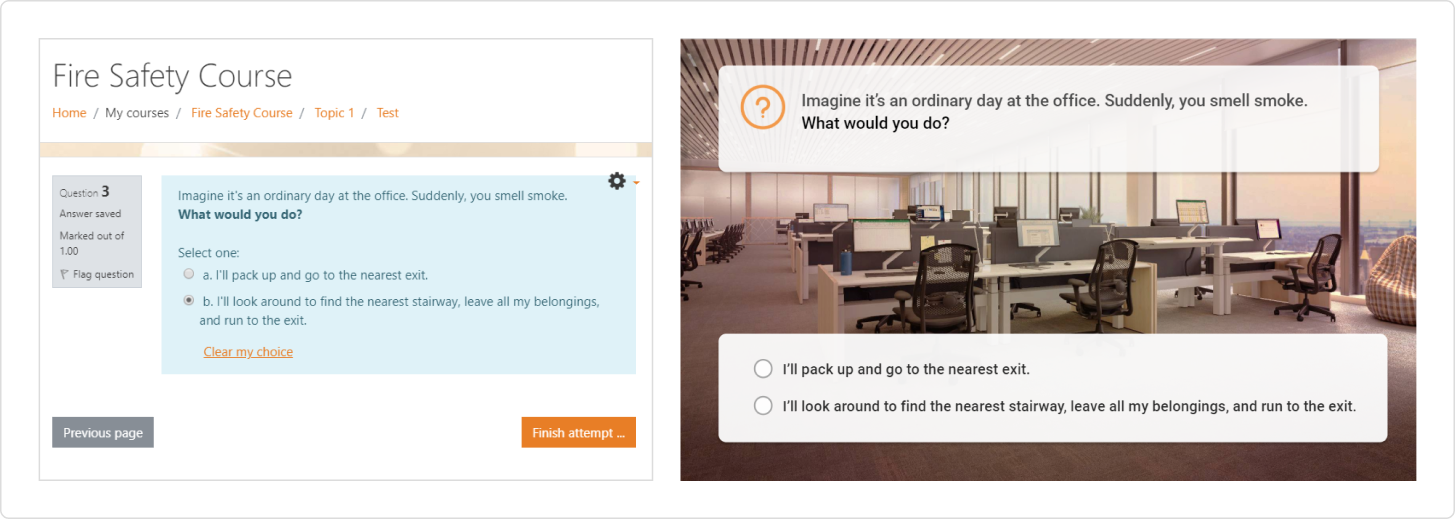 Comparison of a quiz made in Moodle and iSpring Suite