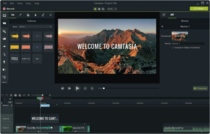 Camtasia SCORM authoring tool