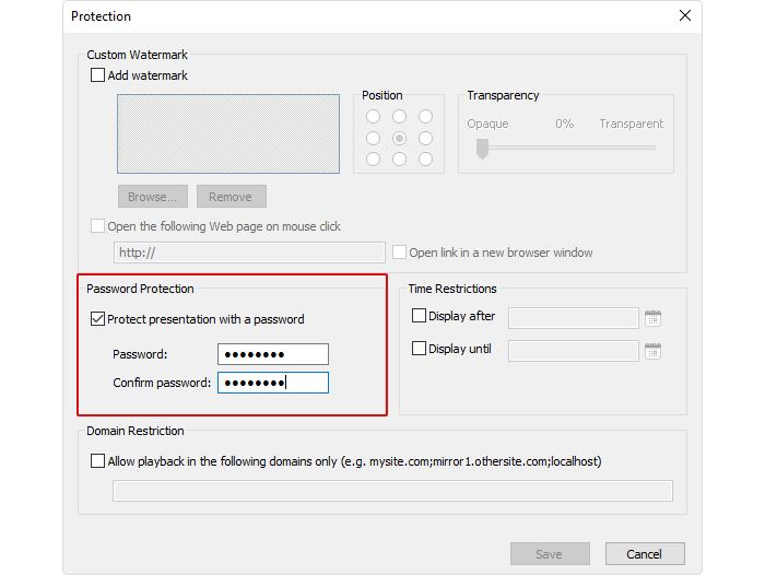 Setting a password Protection of PPT slides
with a password