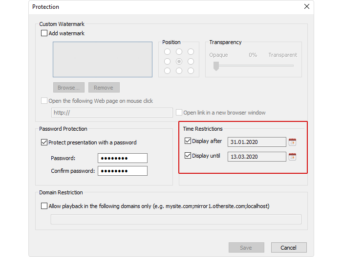 Prtotectiing PPT slides by restricting time