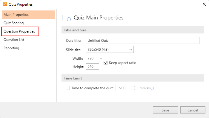 Question Properties Question Properties
