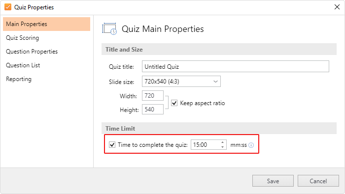 Quiz Main Properties