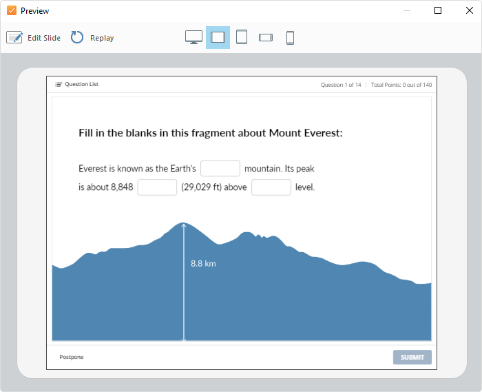 Preview mode in iSpring QuizMaker