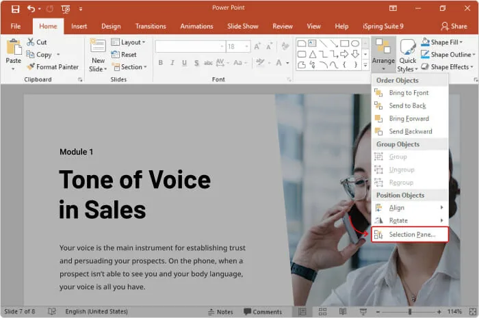 How to open a Selection Pane in PowerPoint