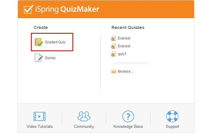 iSpring QuizMaker menu iSpring QuizMaker menu