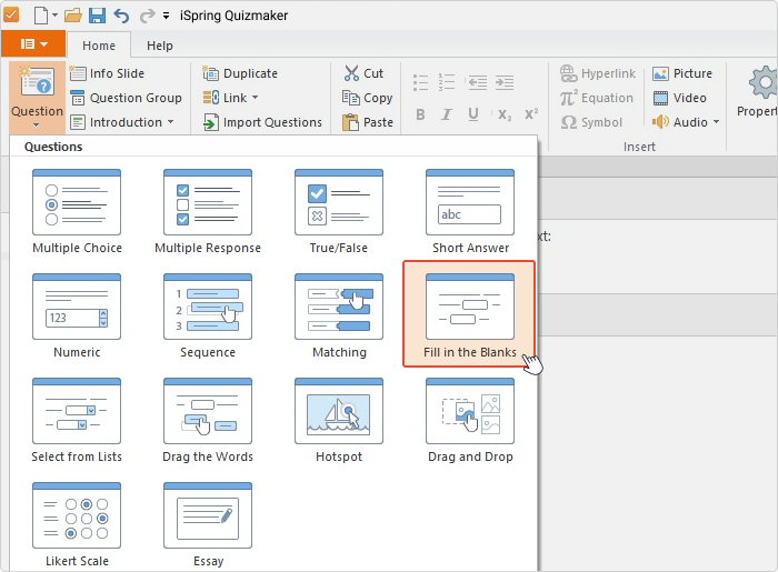 Question templates in iSpring QuizMaker