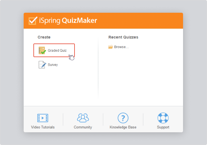 Creating a new graded quiz in iSpring QuizMaker