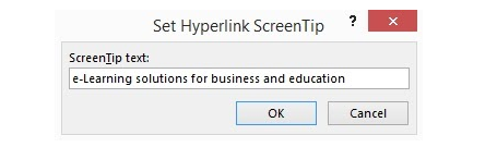 The Set Hyperlink ScreenTip window